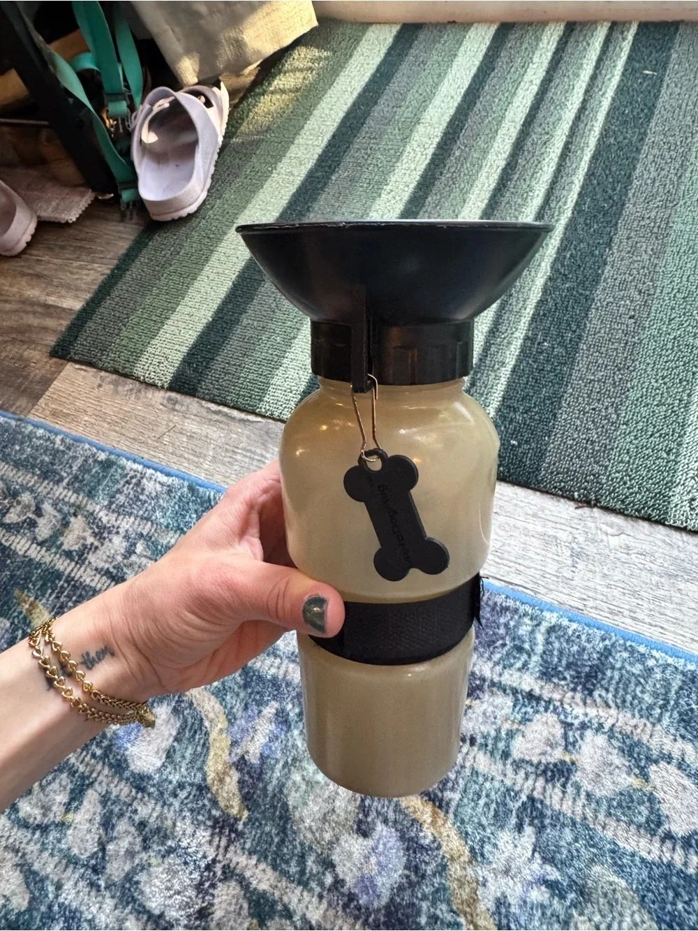 Auto Cup Holder Dog Water Bottle w Bowl - Light Sage